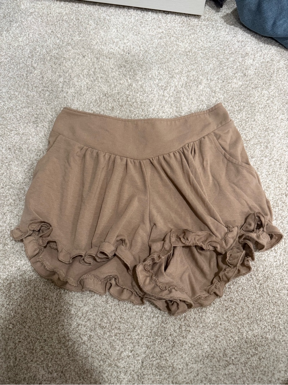 POL Ruffle-Hem Knit Skort in Brown